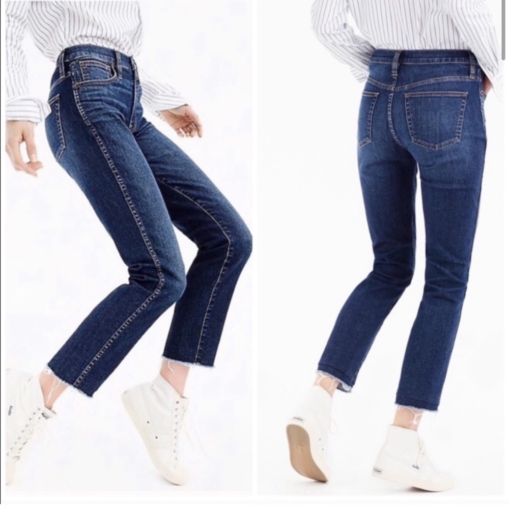 27 🔖 J. CREW Vintage Straight Jeans Denim H7292 MWA Raw Hem Ankle $158